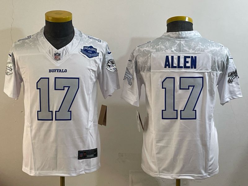 Youth 2025 Buffalo Bills #17 Allen white 5th generation Throwback Nike Limited NFL Jersey style 07